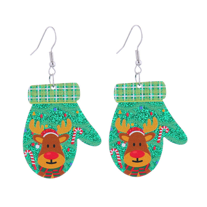 Wholesale Christmas Colorful Acrylic Elk Wine Glass Puppy Earrings ACC-ES-CT036