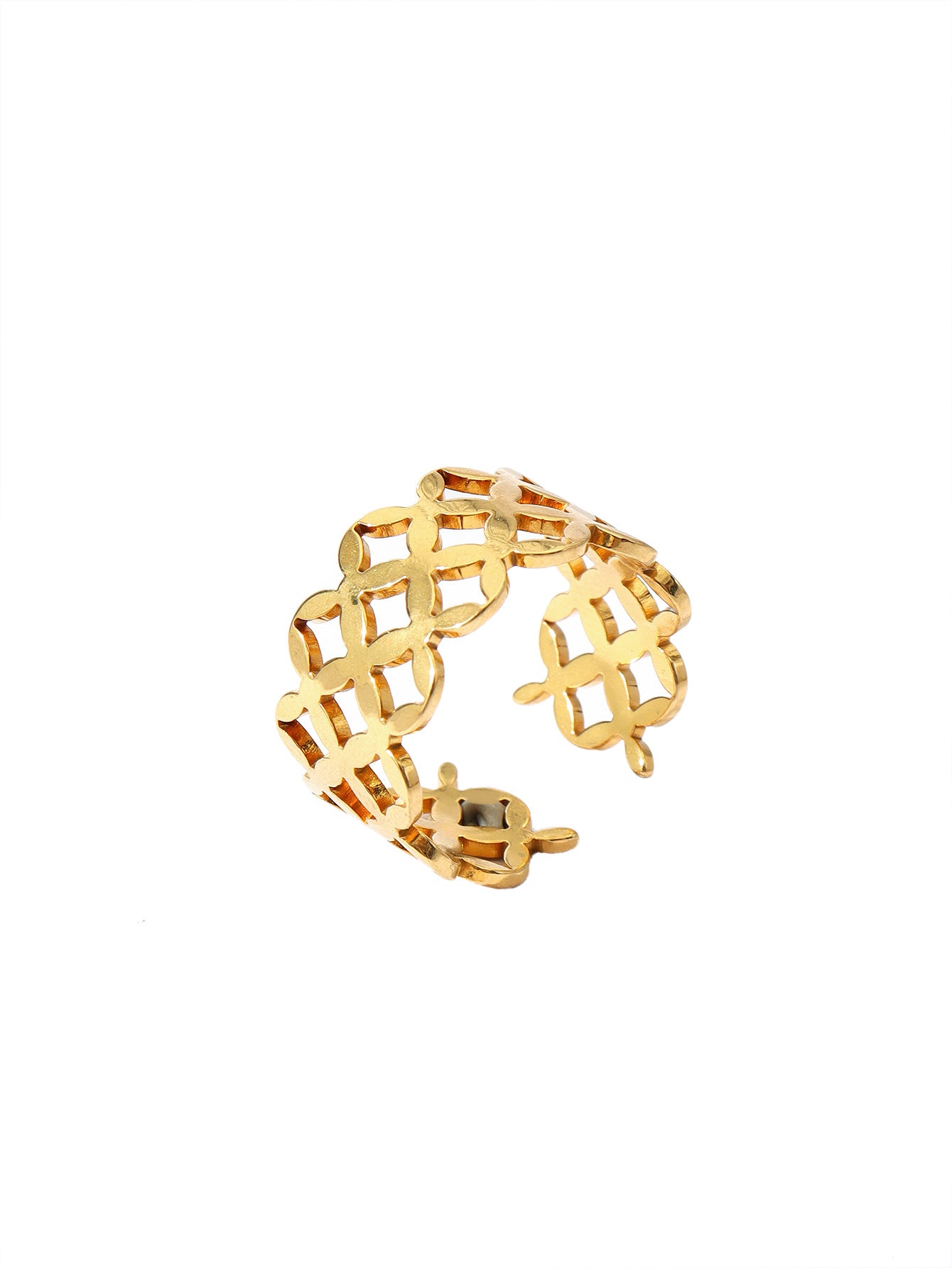 Wholesale Stainless Steel Palm Petal Ring 18k Gold Plated Rings ACC-RS-MuC011