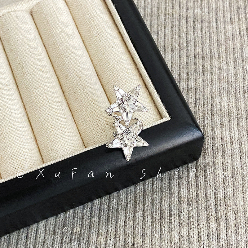 Wholesale Light luxury style diamond five-pointed star ear clip earrings