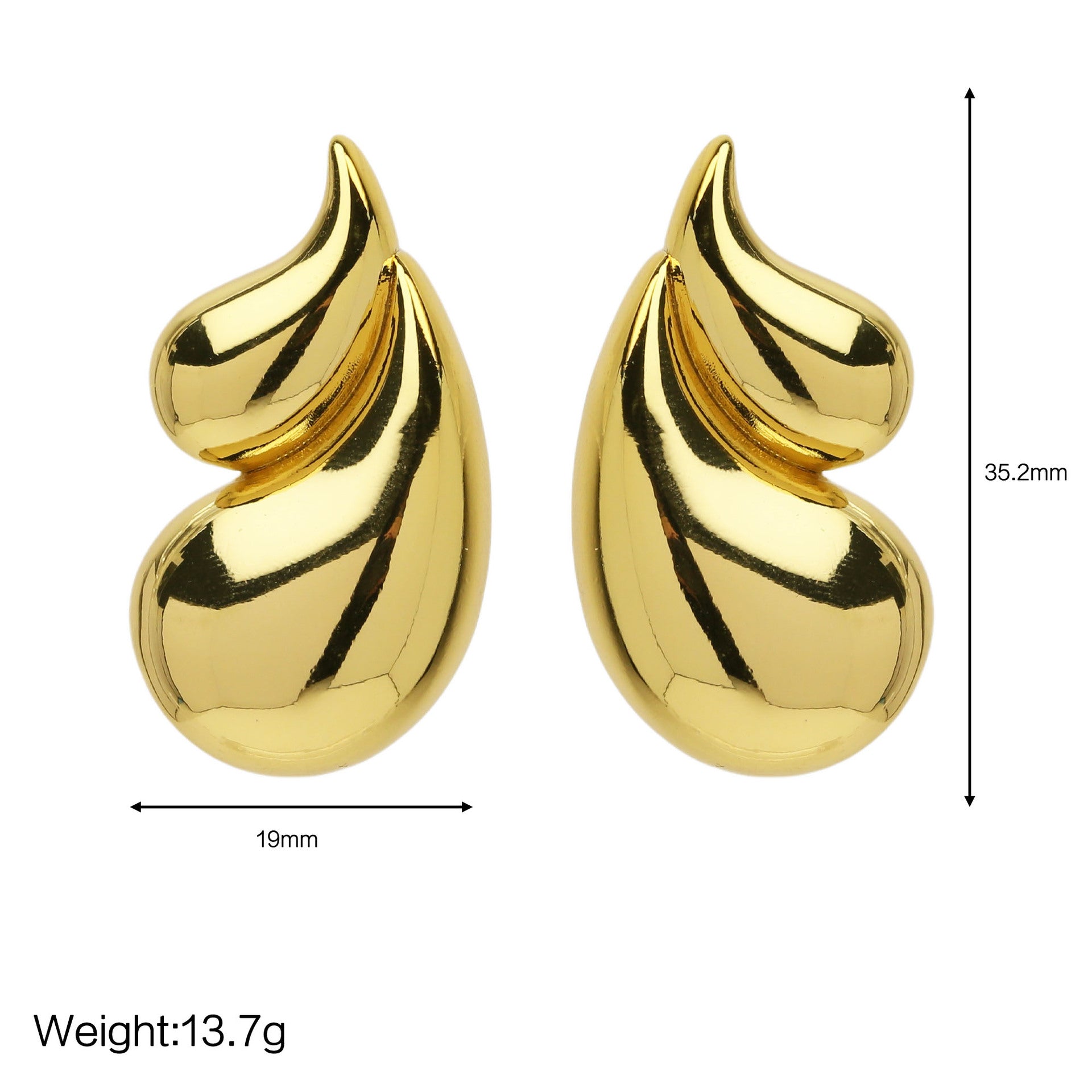 Wholesale 18K Gold Double Water Drop Brass Earrings Geometric Earrings
