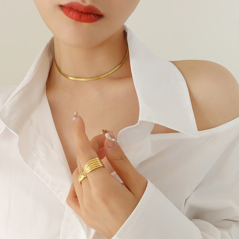 Wholesale Titanium Steel Electroplated Snake Bone Chain Necklace Bracelet Jewelry Set Modern Niche Design for Women