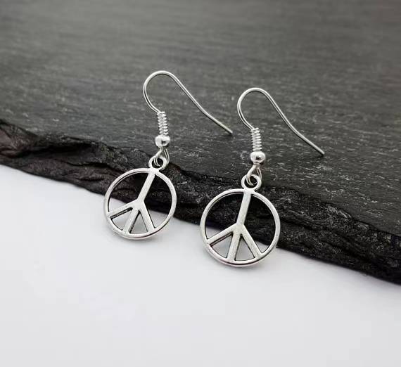 Wholesale Bohemian Vintage Alloy Peace Symbol Earrings