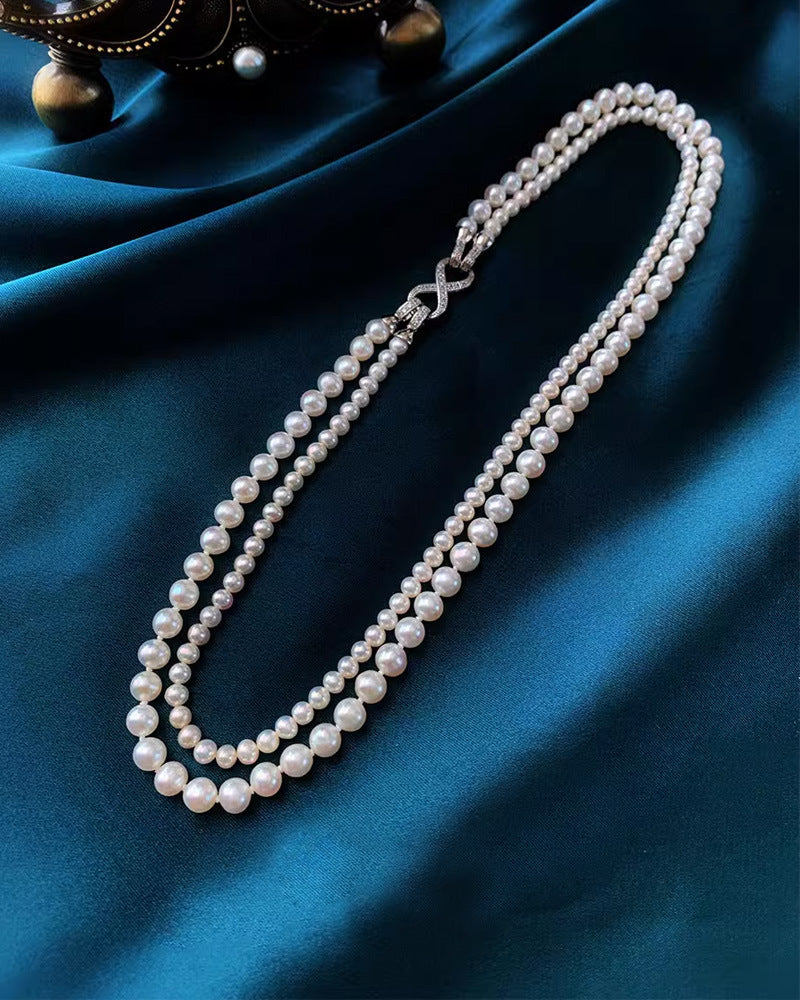 Wholesale Double-layer folded  pearl necklace