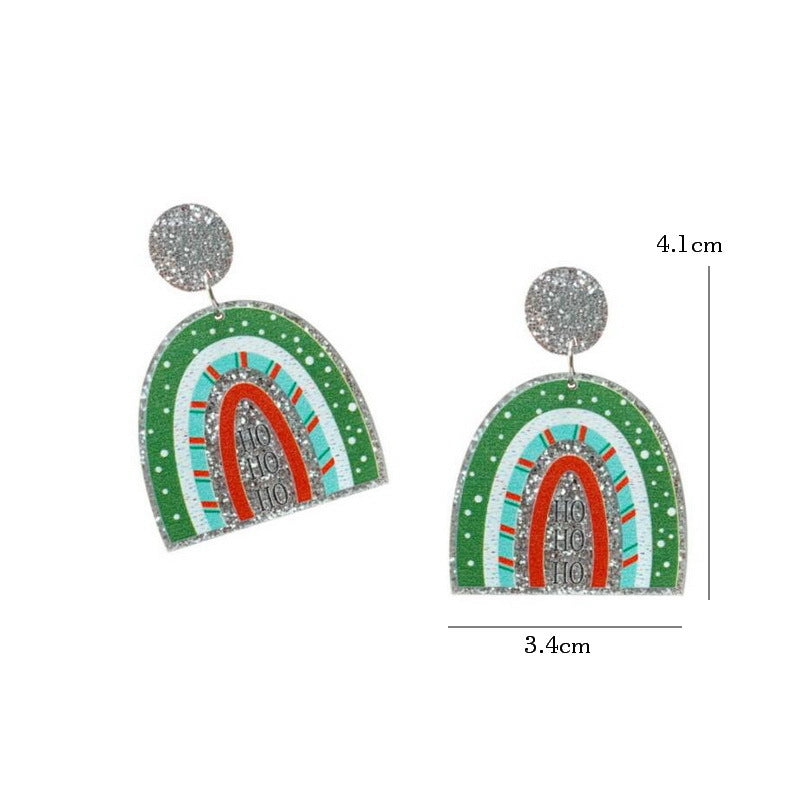 Wholesale Christmas Tree Rainbow Koala Dinosaur Cactus Gingerbread Man Acrylic Earrings ACC-ES-XP012