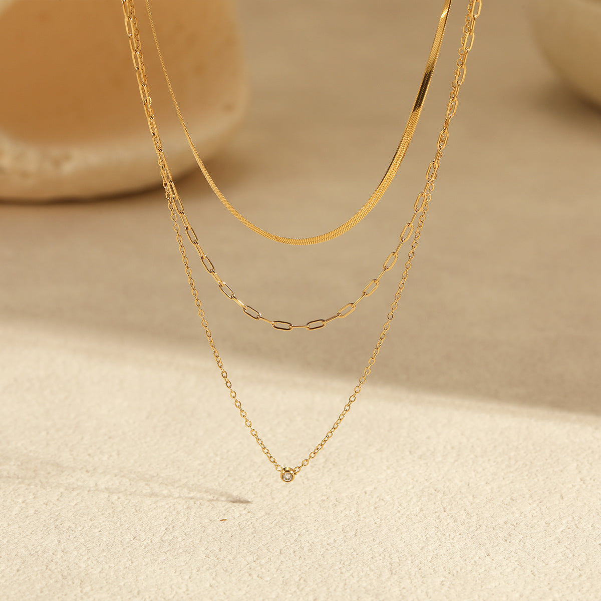 Wholesale Multi-layer Overlapping Stainless Steel  Necklace