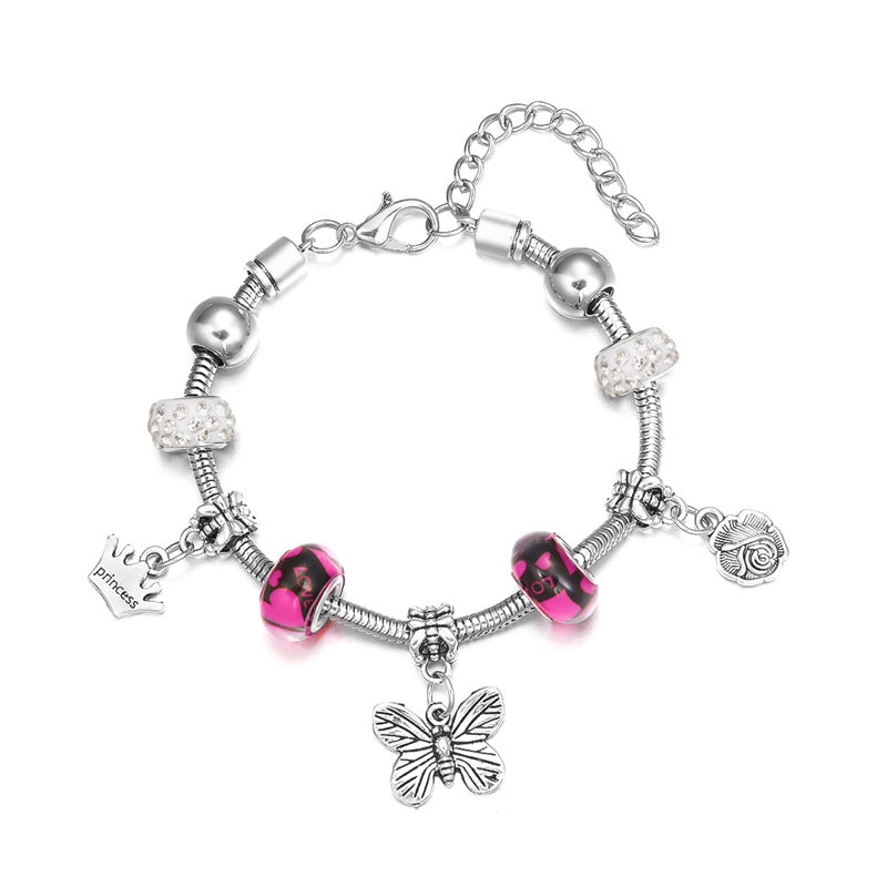 Wholesale Adjustable Beaded Bracelet Glass Crown Butterfly Flower Diamond Lobster Clasp Bracelet ACC-BT-Gangm012