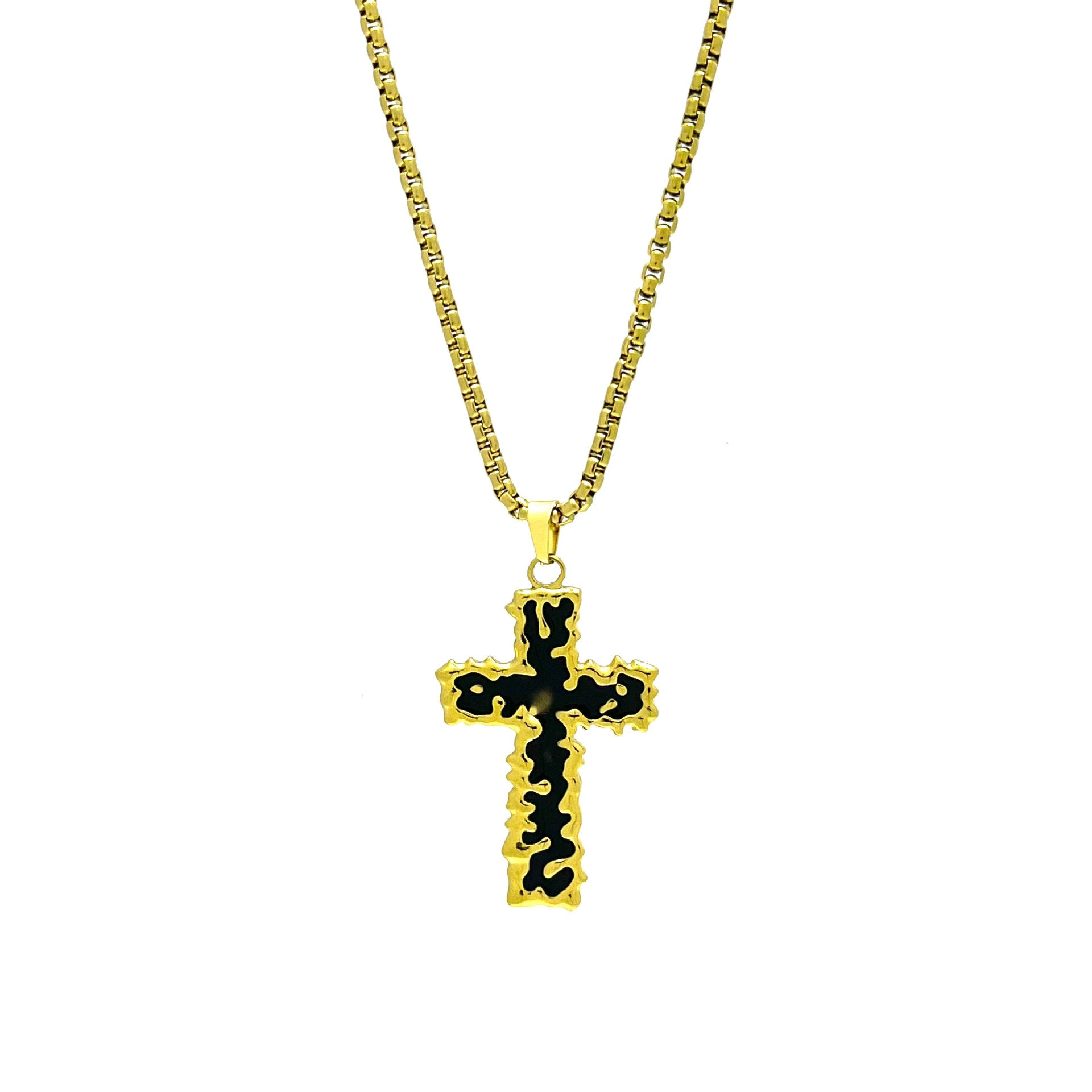 Wholesale retro cross heart pendant sweater chain stainless steel Necklace