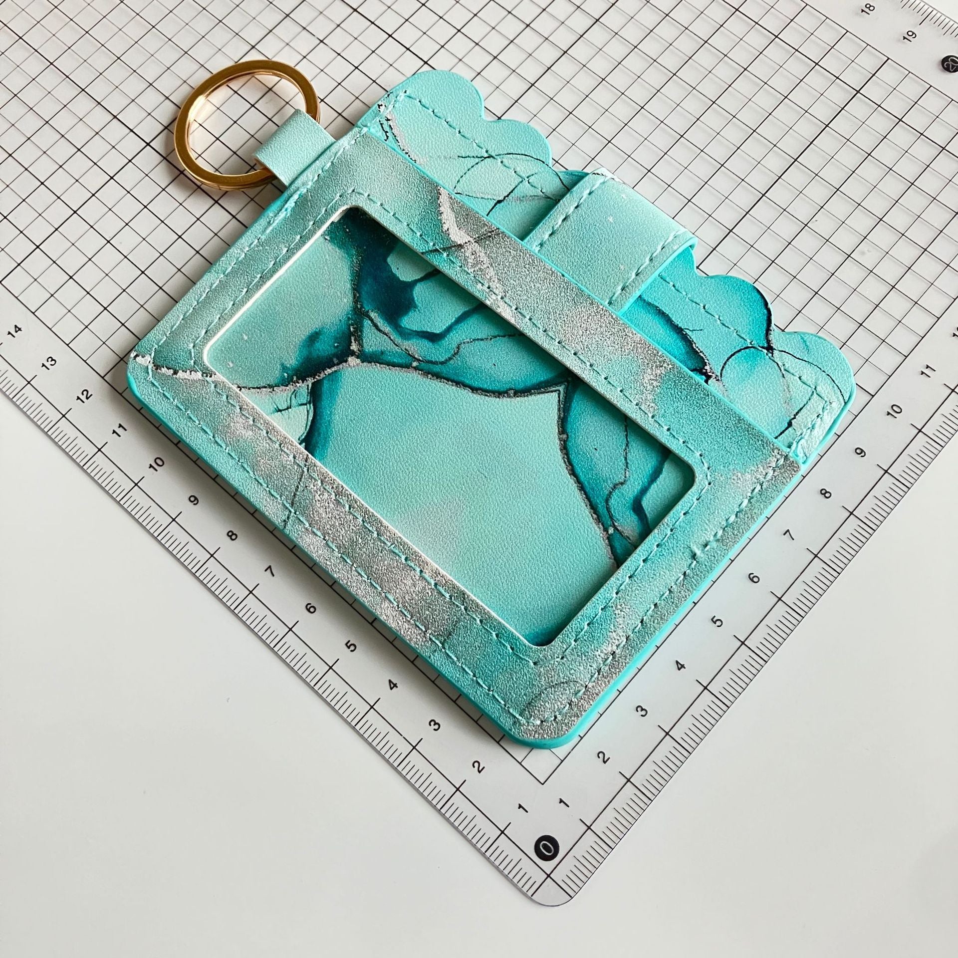 Wholesale Women PU Leather Card Holder Wallet With Mint Green Striped Print For Everyday Use Fashion Accessory