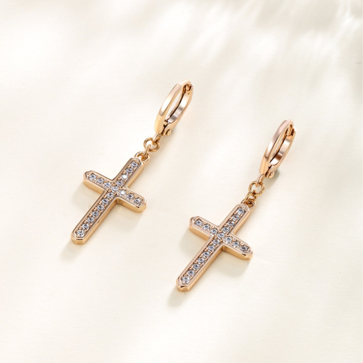 Wholesale Micro-inlaid Zirconium Cross Earrings