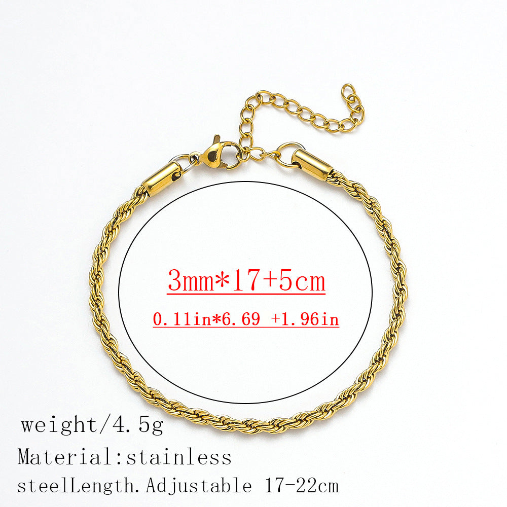 Wholesale Cross-Border Hot-Selling Stainless Steel Gold Bracelet for Women,  Plated with 18K Real Gold,  Fashionable and Versatile Bracelet,  Wholesale Titanium Steel Bracelet