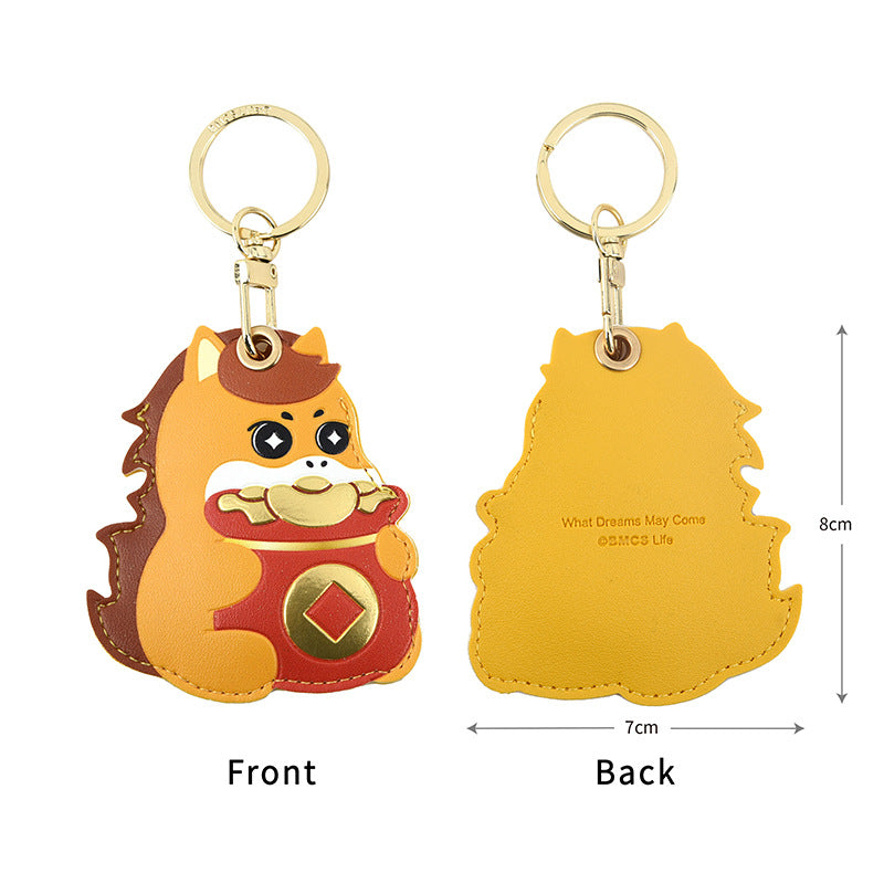 Wholesale Fruit Print Drop Shaped PU Leather Card Holder Keychain Cute Bag Charm Boutique Resale Gift