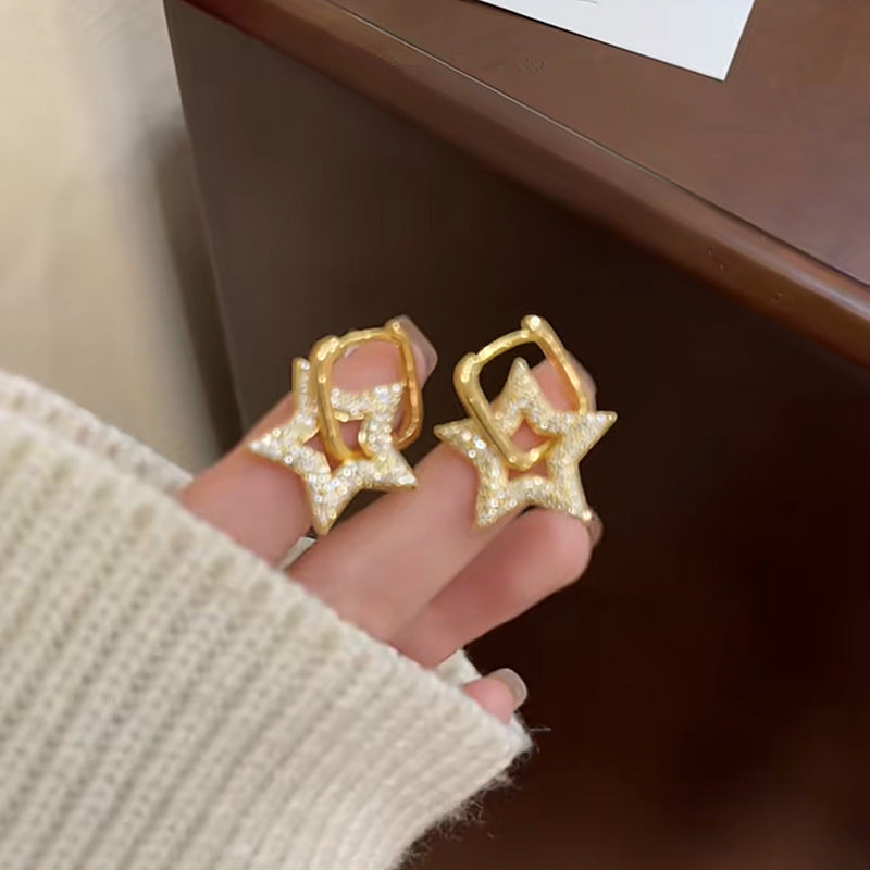 Wholesale Micro-Inlaid Zirconia Star Texture Earrings