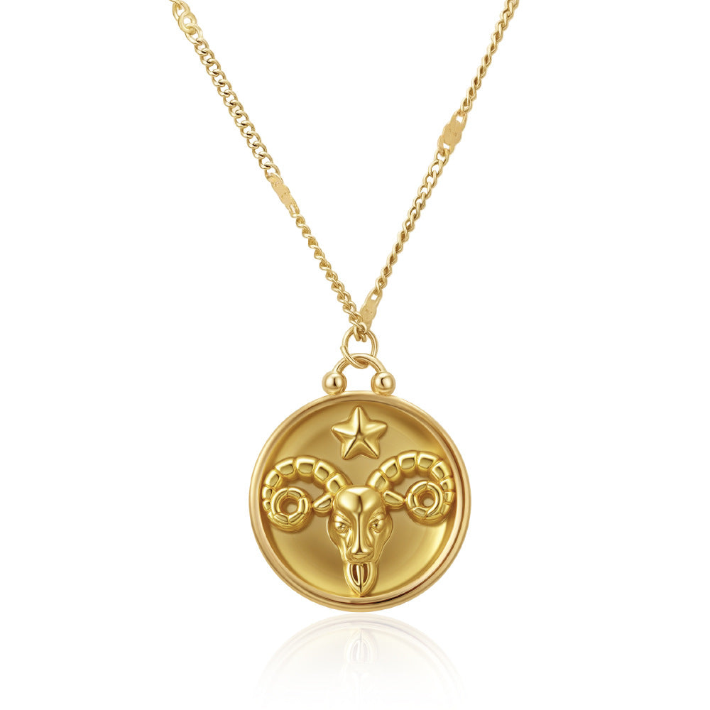 Wholesale Stainless Steel Zodiac Pendant Necklace