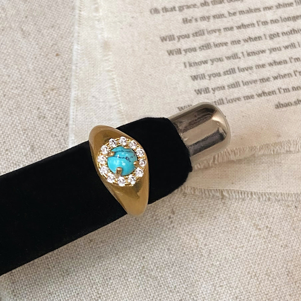 Wholesale Natural tiger' s eye turquoise opal opal opal ring