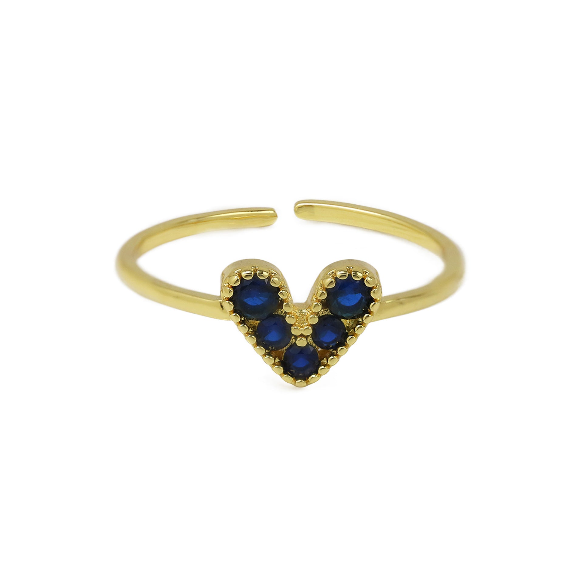 Wholesale  Popular Brass 18K Gold-Plated Real Gold Color Zirconium Heart-Shaped Open Women's Ring