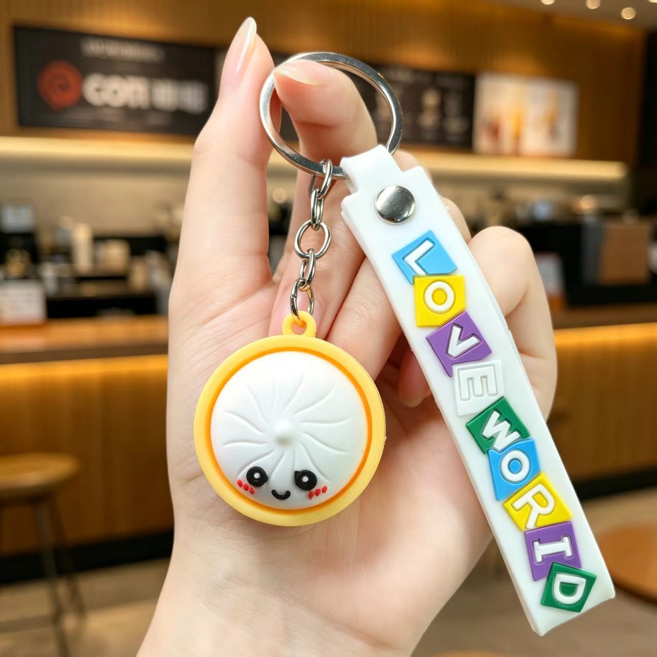 Wholesale PVC Cute Steamed Bun Keychain Pendant - Creative Xiaolongbao Design Car Keychain Bag Charm