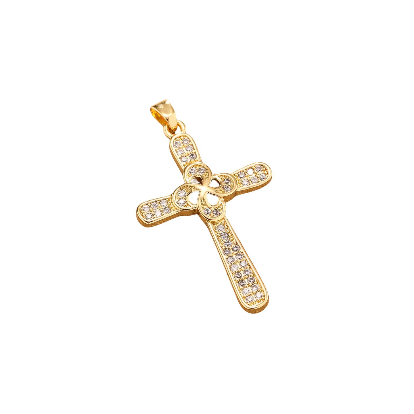 Wholesale Copper Inlay Zircon  Chain Cross Necklace