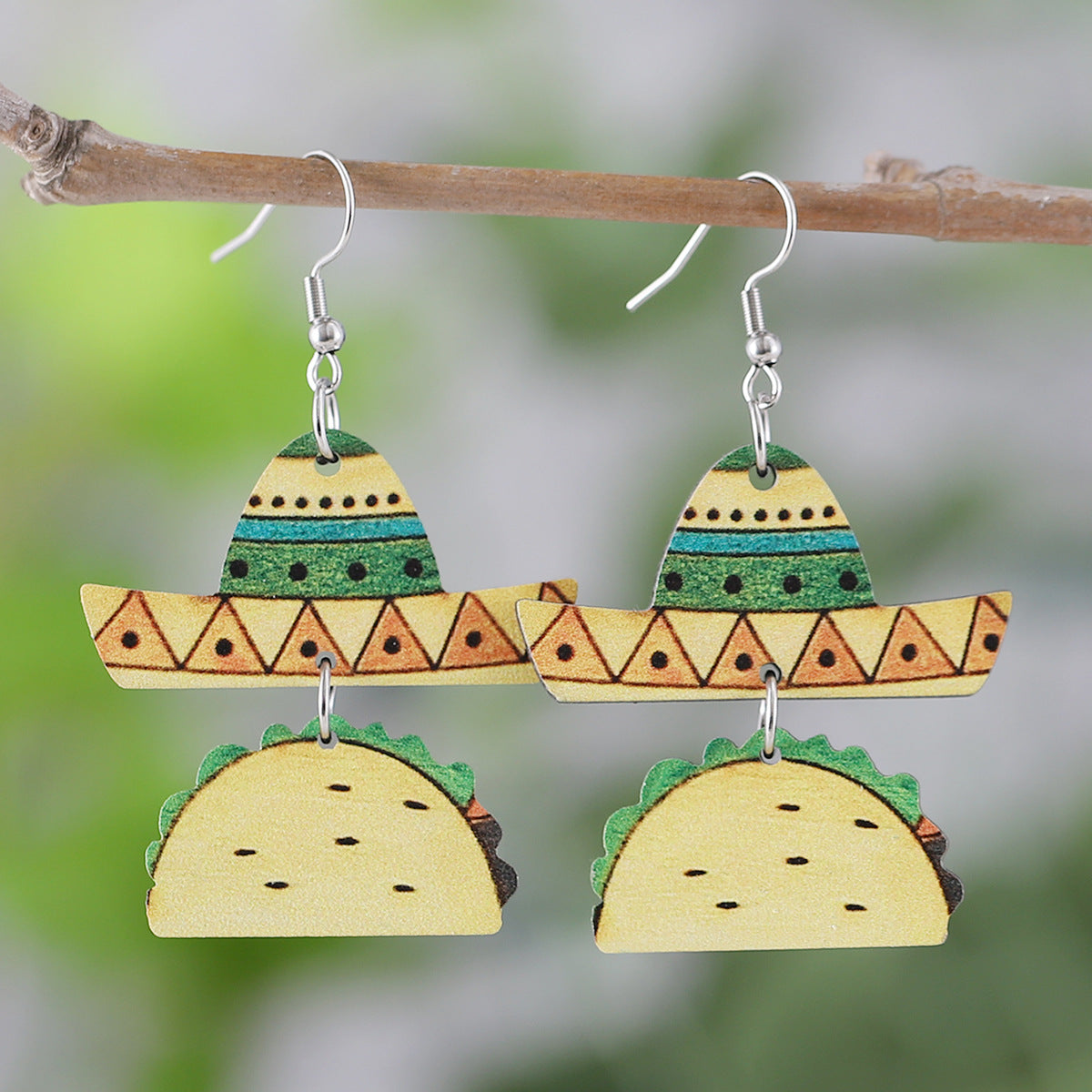 Wholesale  Triple Double Wooden Double-Sided Earrings
