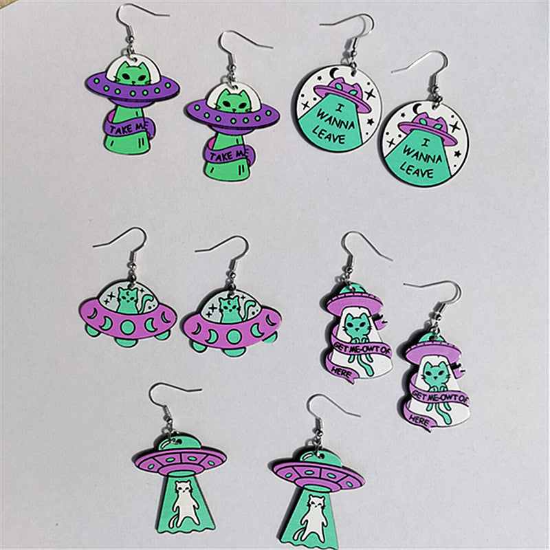 Wholesale Acrylic Cat Earrings Colorful Fashion Jewelry Accessory