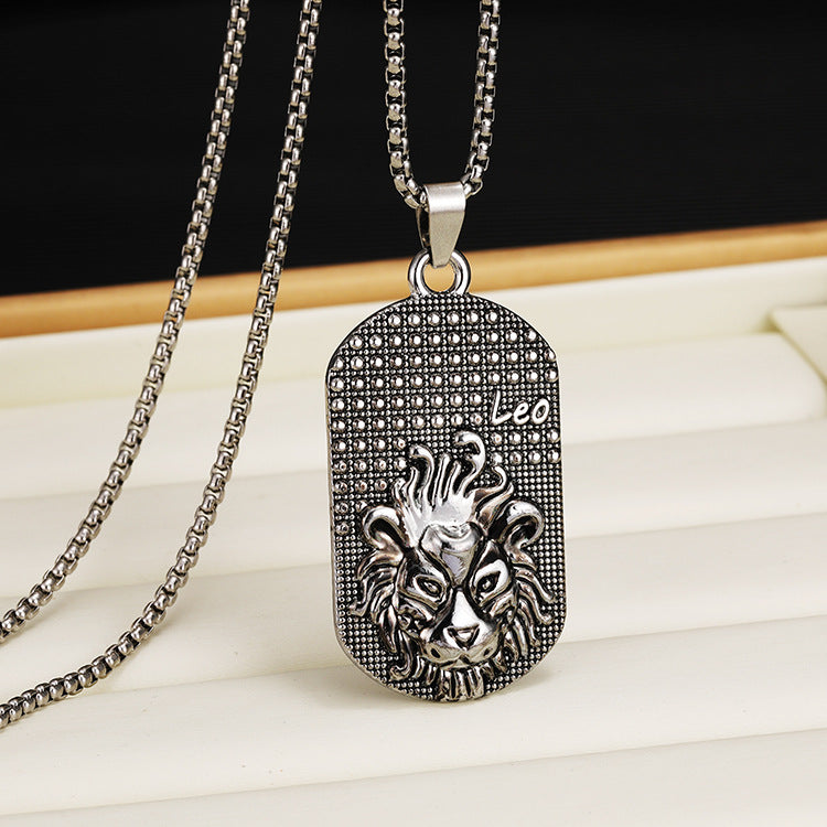 Wholesale Titanium Steel 12 Constellation Necklace  Personality All-match Retro Necklaces