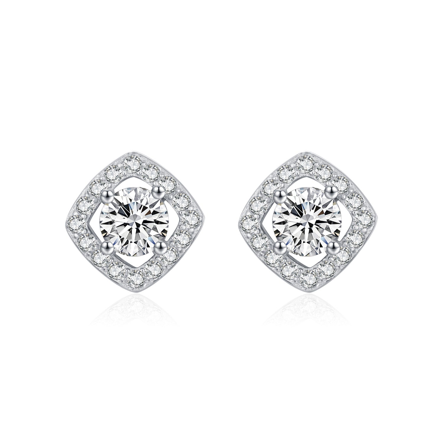 Wholesale S925 Sterling Silver Hollow Geometry Full Diamond Sugar Earrings
