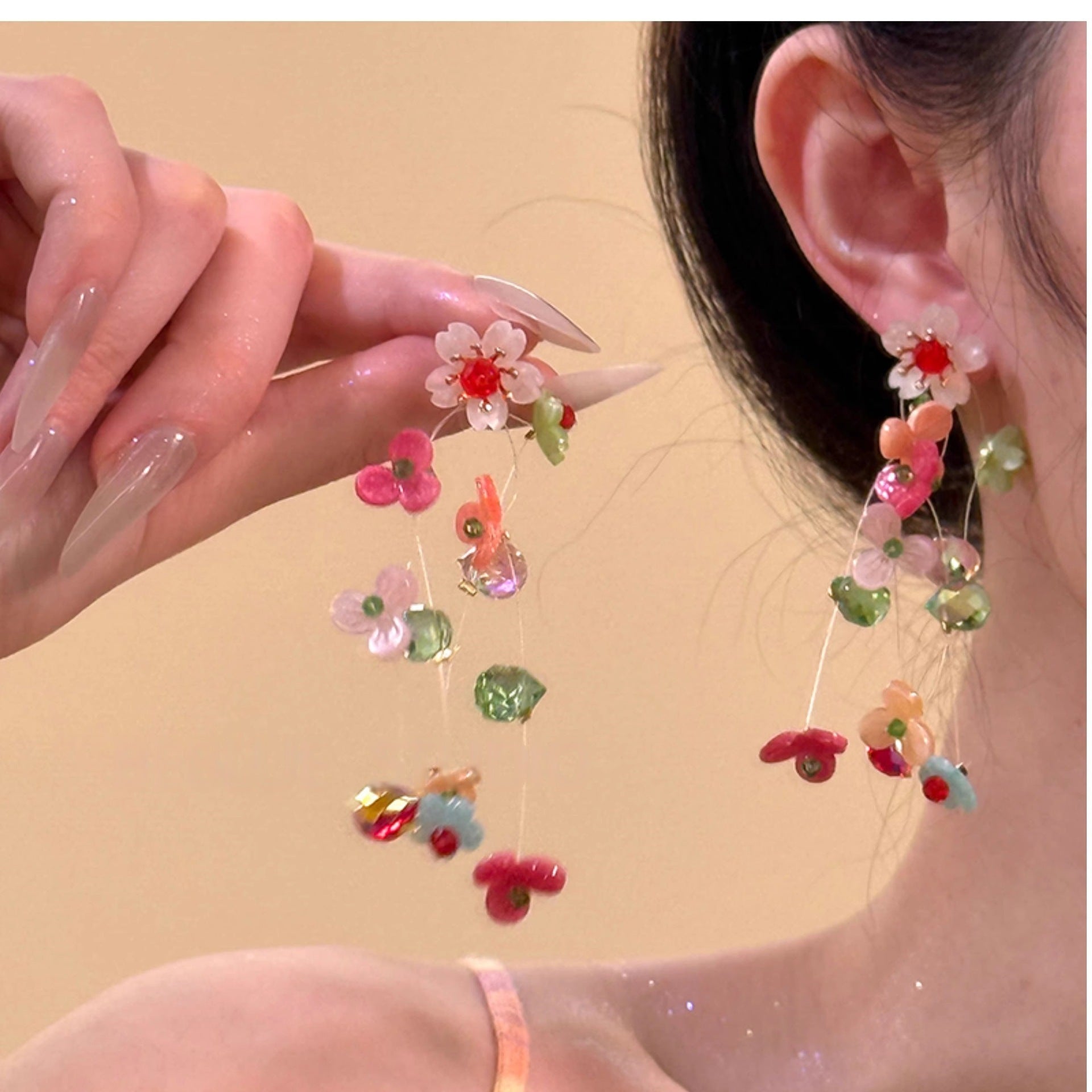 Wholesale Colorful beaded flower earrings