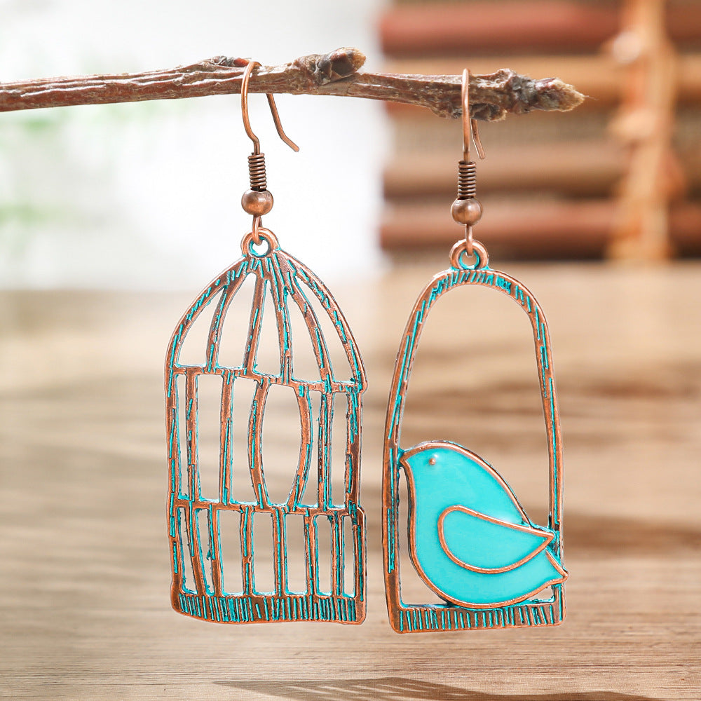Wholesale Bohemian Retro Asymmetrical Bird Earrings - Trendy Party Wear Fashion Accessory Gift