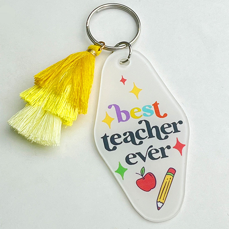 Wholesale of 2pcs/pack Teacher Gifts, Multi-layer Tassels, Acrylic Keychains ACC-KC-HY006