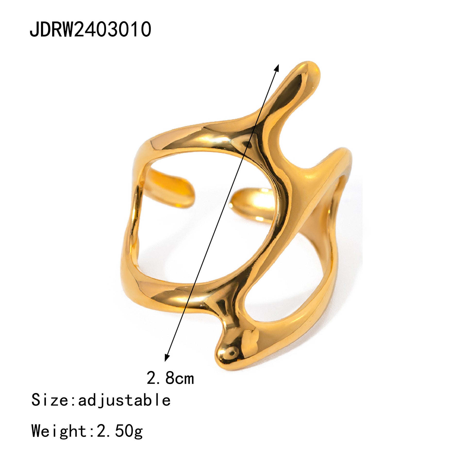 Wholesale  retro ring stainless steel 18k gold  irregular geometric opening ring