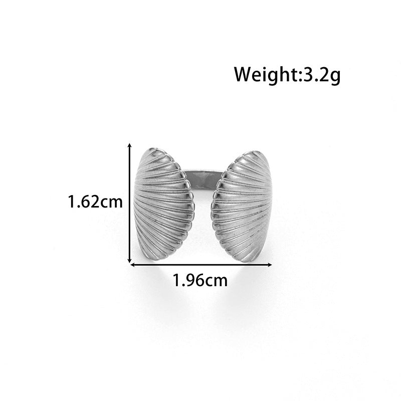 Wholesale Titanium steel  oval hollow ring geometric adjustment  ring