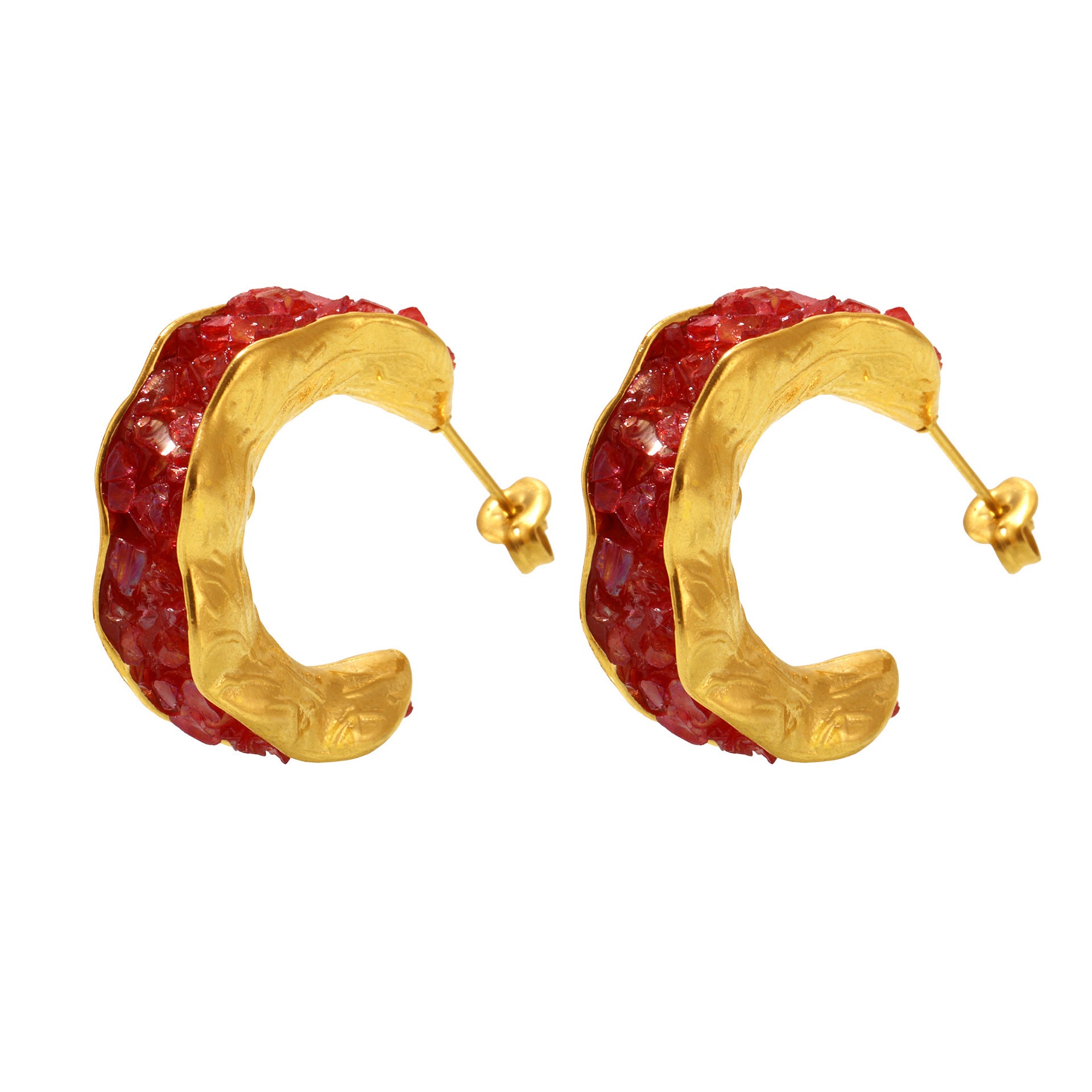 Wholesale Stainless Steel Crystal Stone C- type Earrings