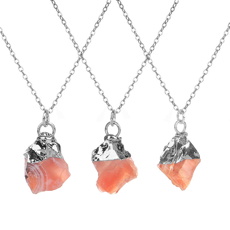 Wholesale Colored Natural Stone Irregular Birthstone Crystal Alloy Necklace ACC-NE-ZhuangZ005