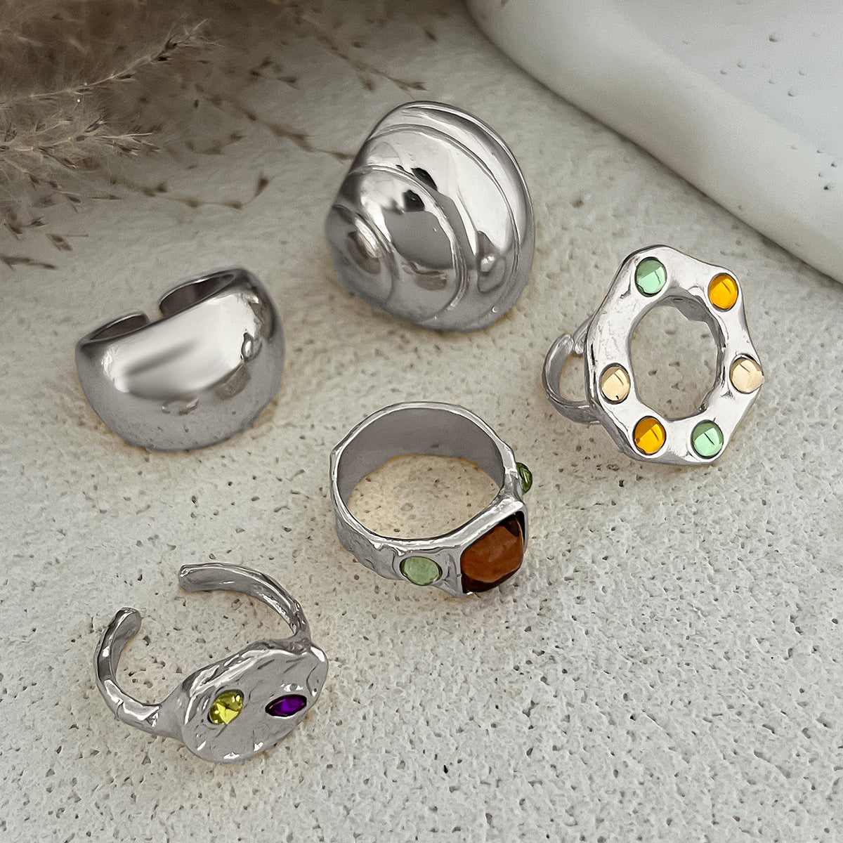 Wholesale Bowknot Bow polished alloy diamond ring set