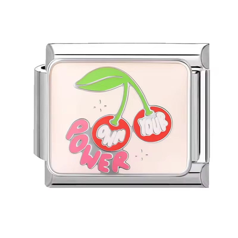 Wholesale Italian Charm Bracelet 9mm DIY Cherry Cute   Creative Stainless Steel Composable Bracelet