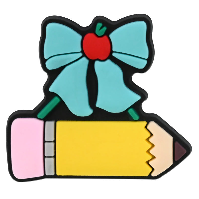 Wholesale  Random 100pcs Teacher' s Day Series  PVC Soft Rubber Shoe Buckle Decoration