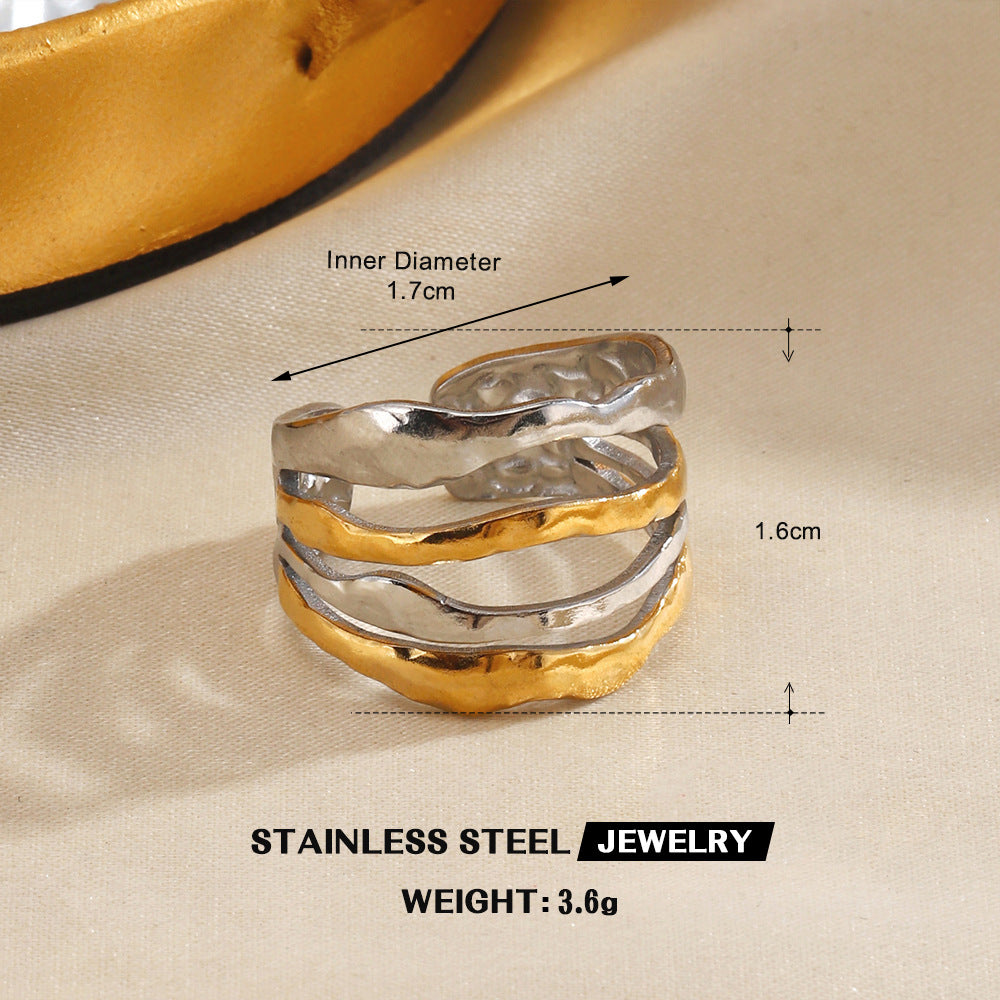 Wholesale Stainless Steel Contrast Color Ring for Women Fashion Accessory Everyday Wear