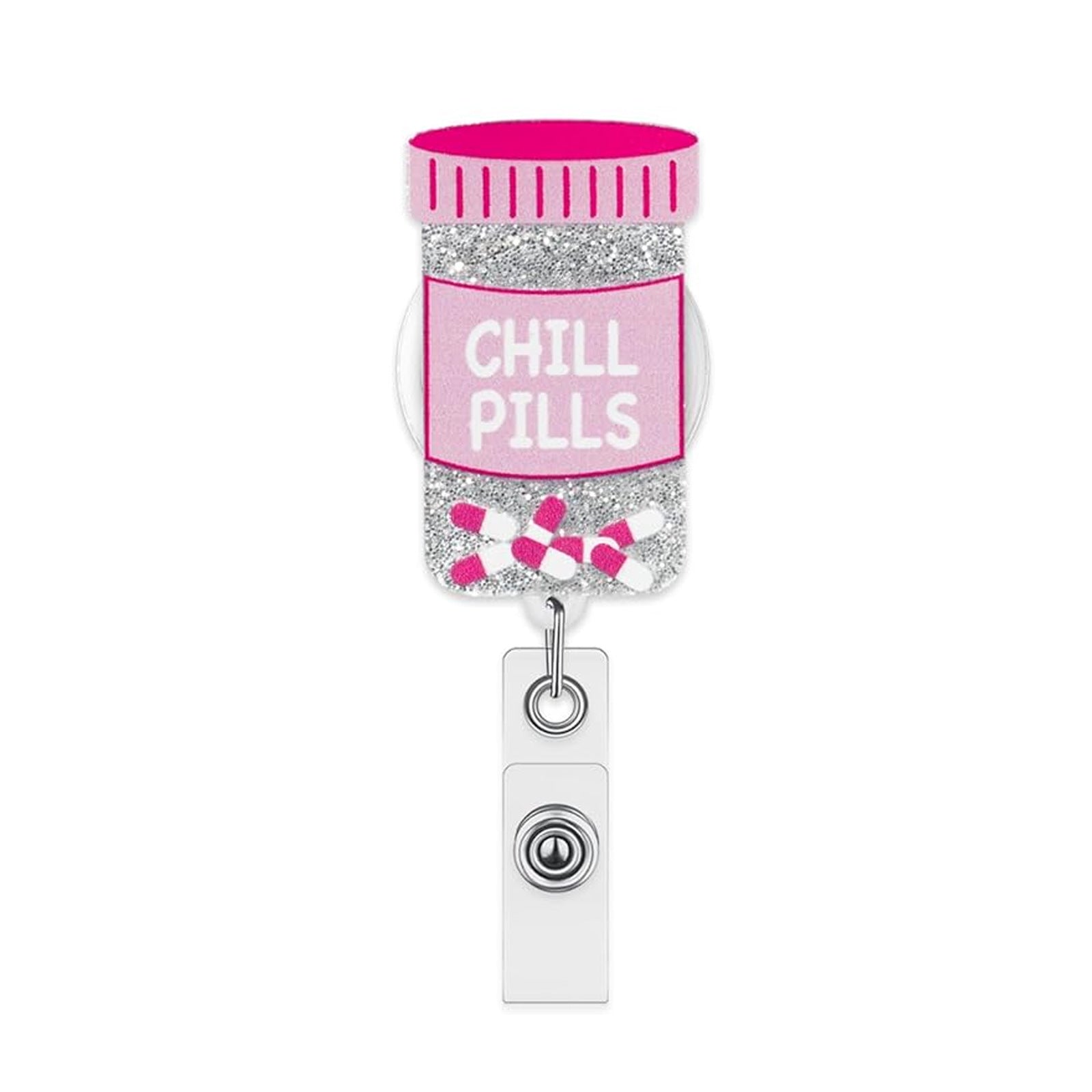 Wholesale Pink Acrylic Retractable Badge Reel for Medical Staff Everyday ID Card Holder
