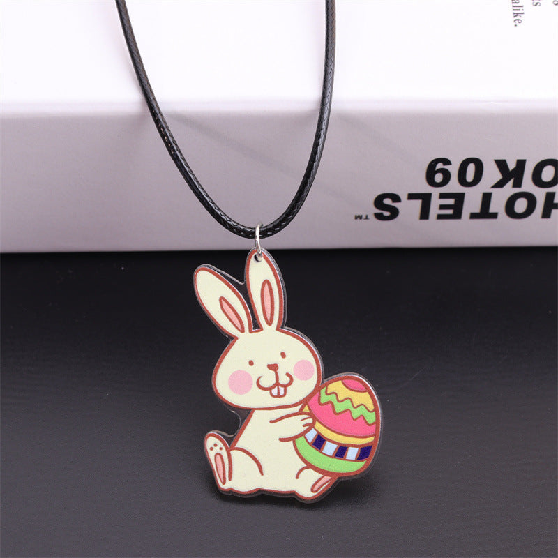 Wholesale Easter Bunny Egg Acrylic Pendant Necklace ACC-NE-DA002