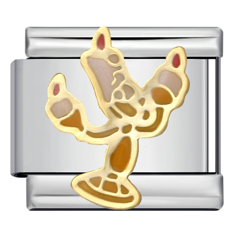 Wholesale 5pcs Italian Charm Bracelet 9mm DIY Splicing Bow Series Stainless Steel Composable Bracelet