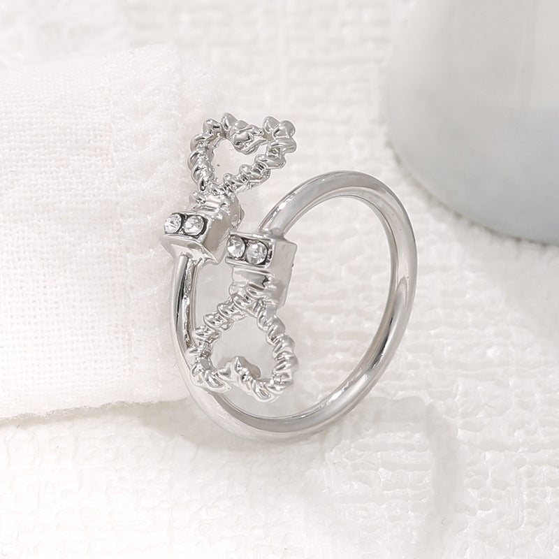 Wholesale light luxury love heart opening ring
