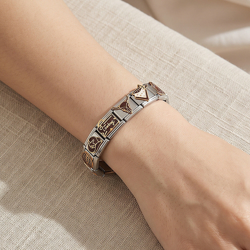 Wholesale Stainless Steel DIY Modular Bracelet,  Vintage Wild West Cowboy Style,  Fashion Accessory for Resale