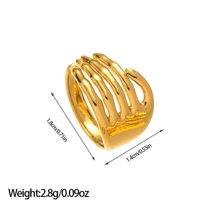 Wholesale European and American Amazon Cross-Border Popular Cross-Shaped Stainless Steel Ring with a Stylish Design,  Adjustable Open Ring Jewelry