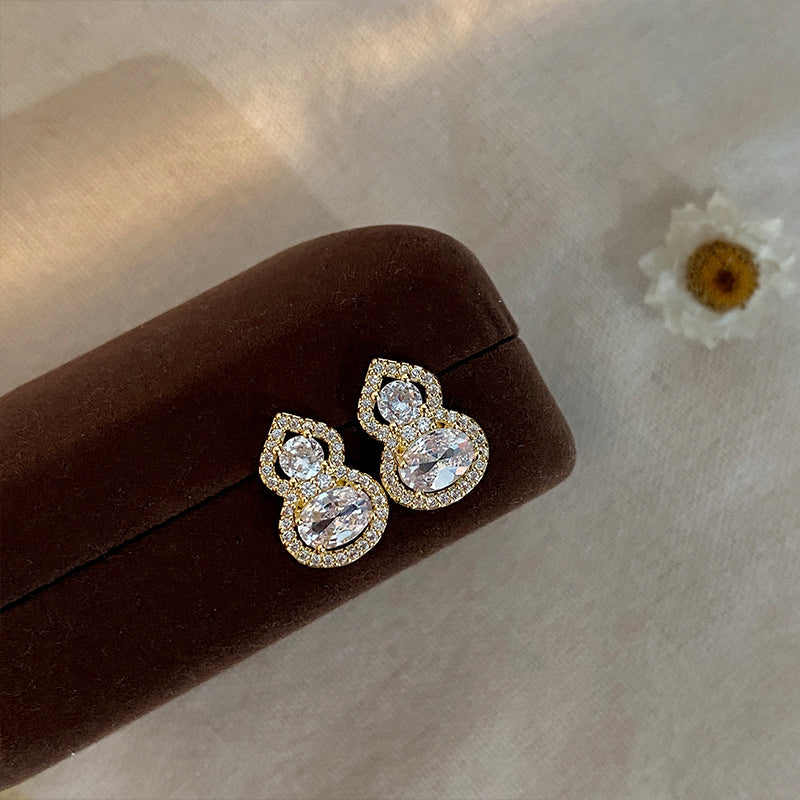 Wholesale Micro-Inlaid Zirconia Gourd New Chinese Style Earrings ACC-ES-NingKa010