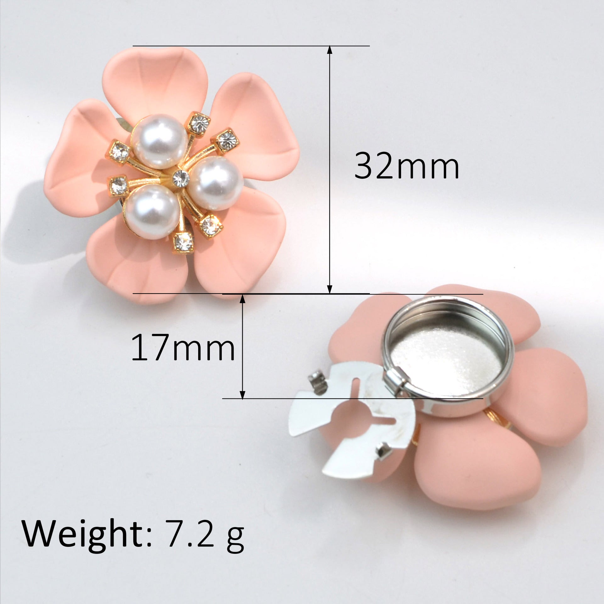 Wholesale Metal cufflinks with cubic zirconia and artificial pearl flower design