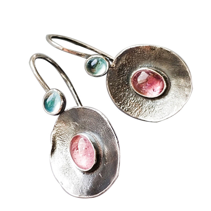 Wholesale  Red Green Moonstone Round Pendant Earrings