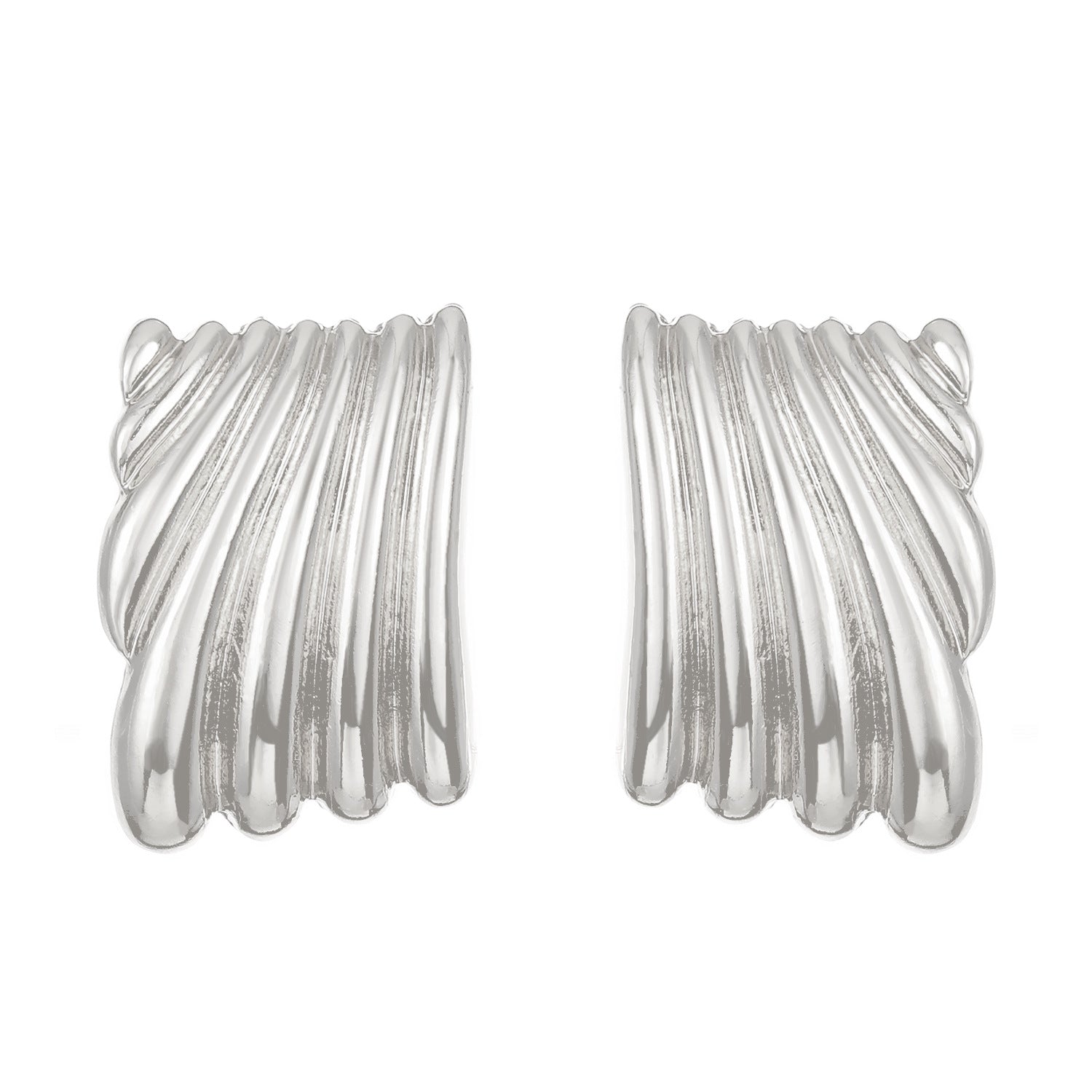 Wholesale Titanium steel pleated geometric  irregular round square lovely earrings