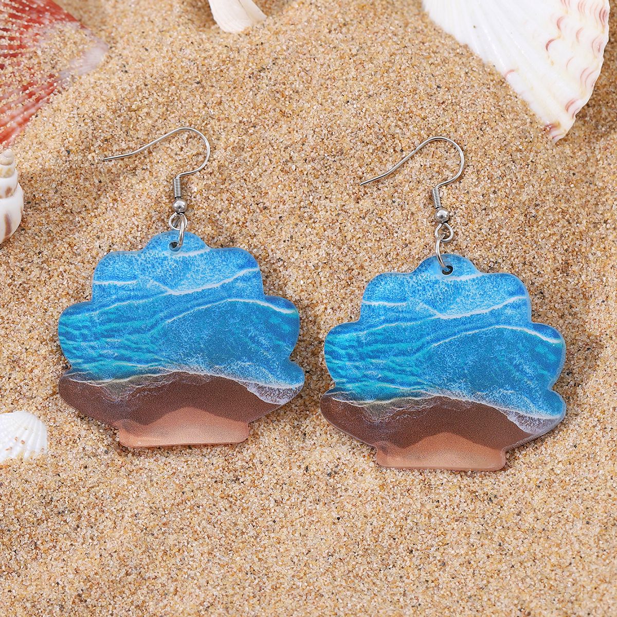 Wholesale Bohemian Ocean Wind Summer Sea Turtle Shell Acrylic Earrings ACC-ES-ChuLian020