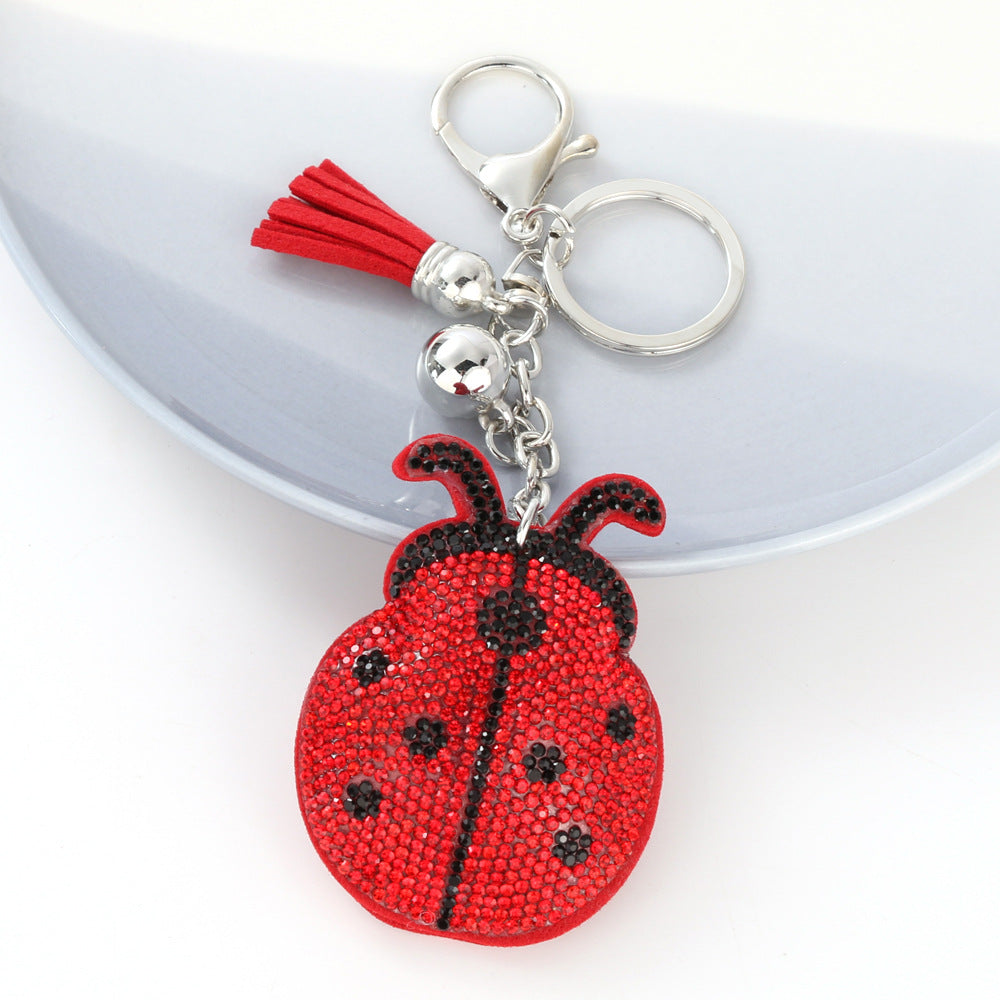 Wholesale  Seven-star ladybug rhinestone  keychain