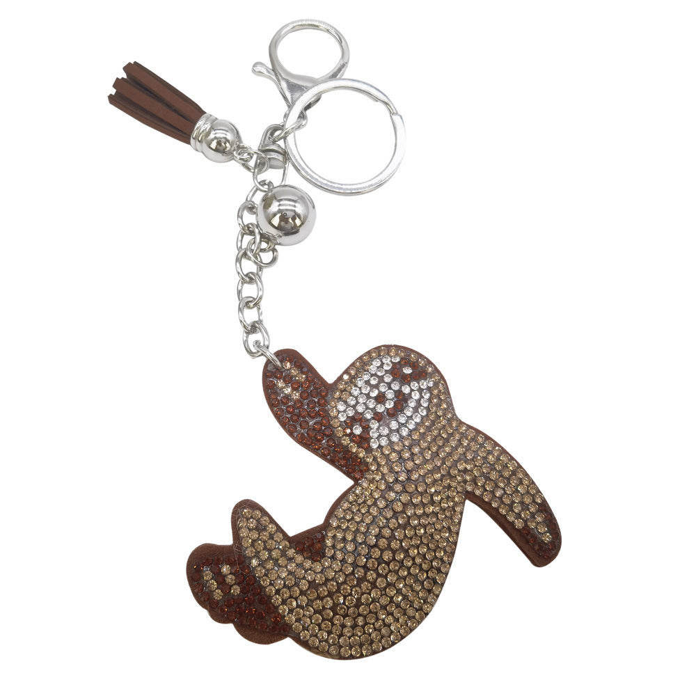 Wholesale creative cartoon  sloth diamond-embedded keychain