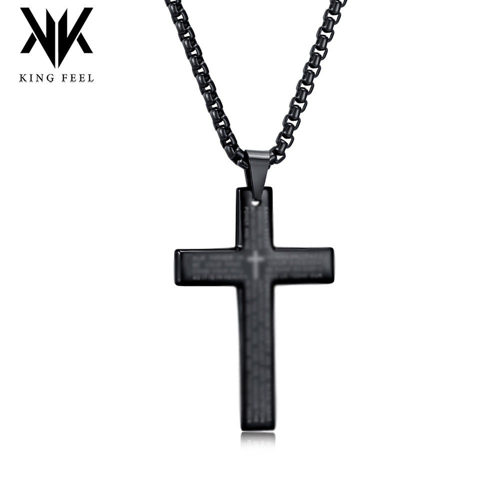 Wholesale Polished Stainless Steel Cross Pendant Necklace Trendy Cold Wind Style Jewelry Accessory